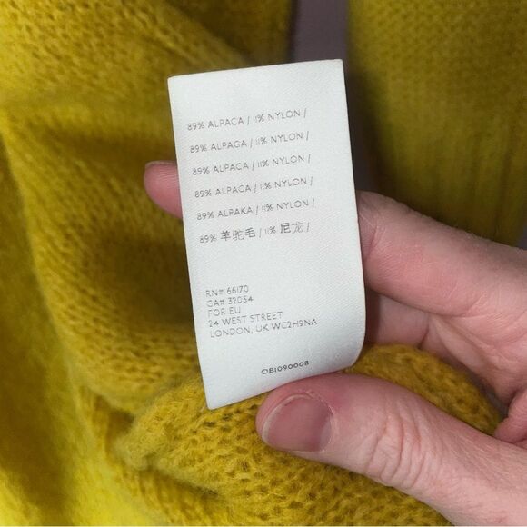 Anthropologie Size S Alpaca Cardigan Sweater Longline Duster Yellow Open Front - Picture 5 of 8